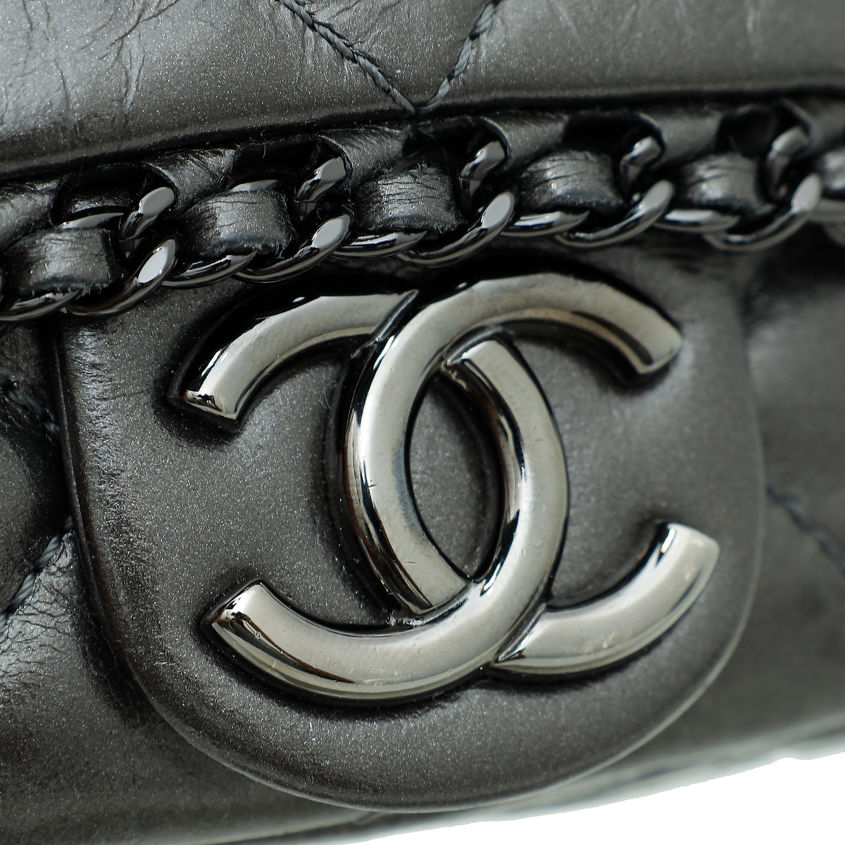 Chanel Dark Grey CC Chain Around Mini Crossbody Bag