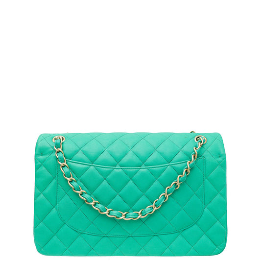 Chanel Green CC Classic Double Flap Jumbo Bag