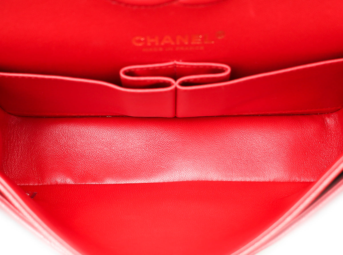 Chanel Red CC Classic Double Flap Small Bag