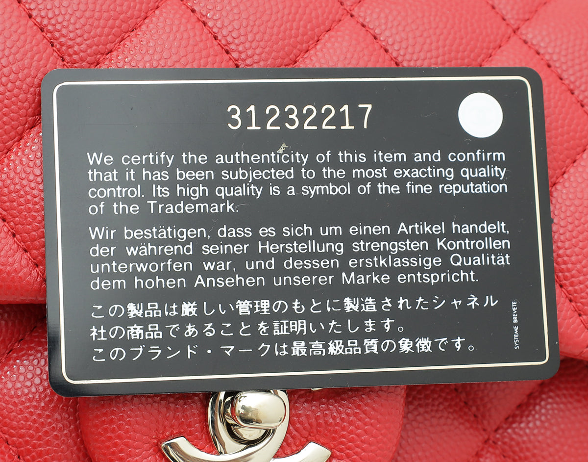 Chanel Red CC Classic Double Flap Small Bag