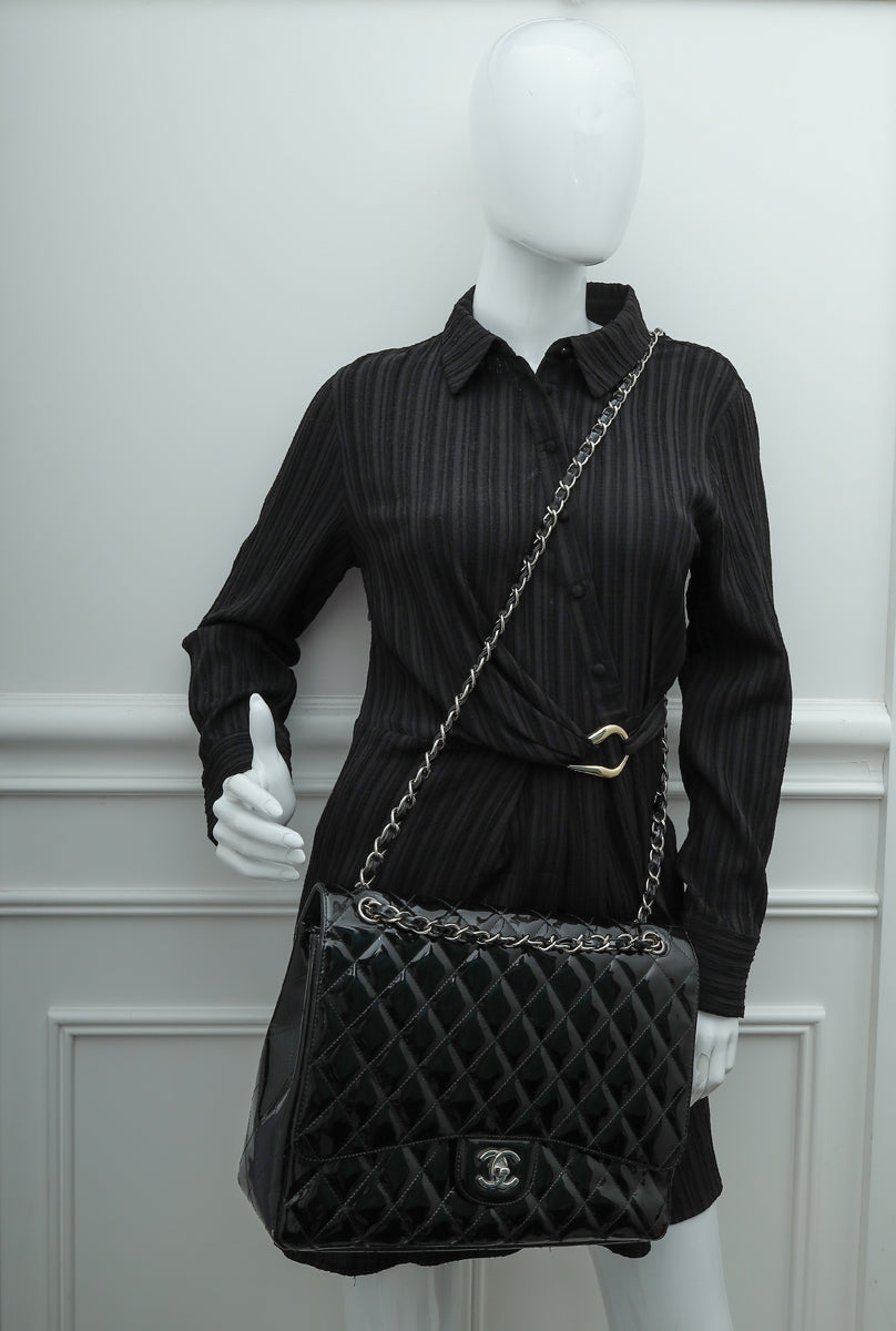 Chanel Black CC Classic Single Flap Maxi Bag