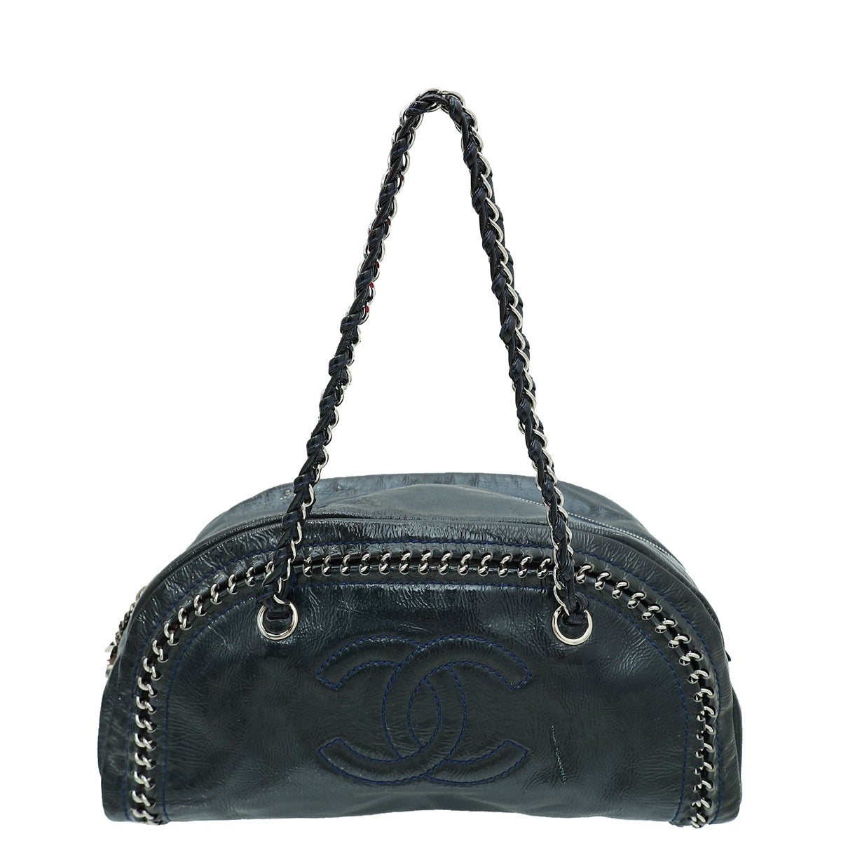 Chanel Navy Blue CC  Bowler Luxury Ligne Bag