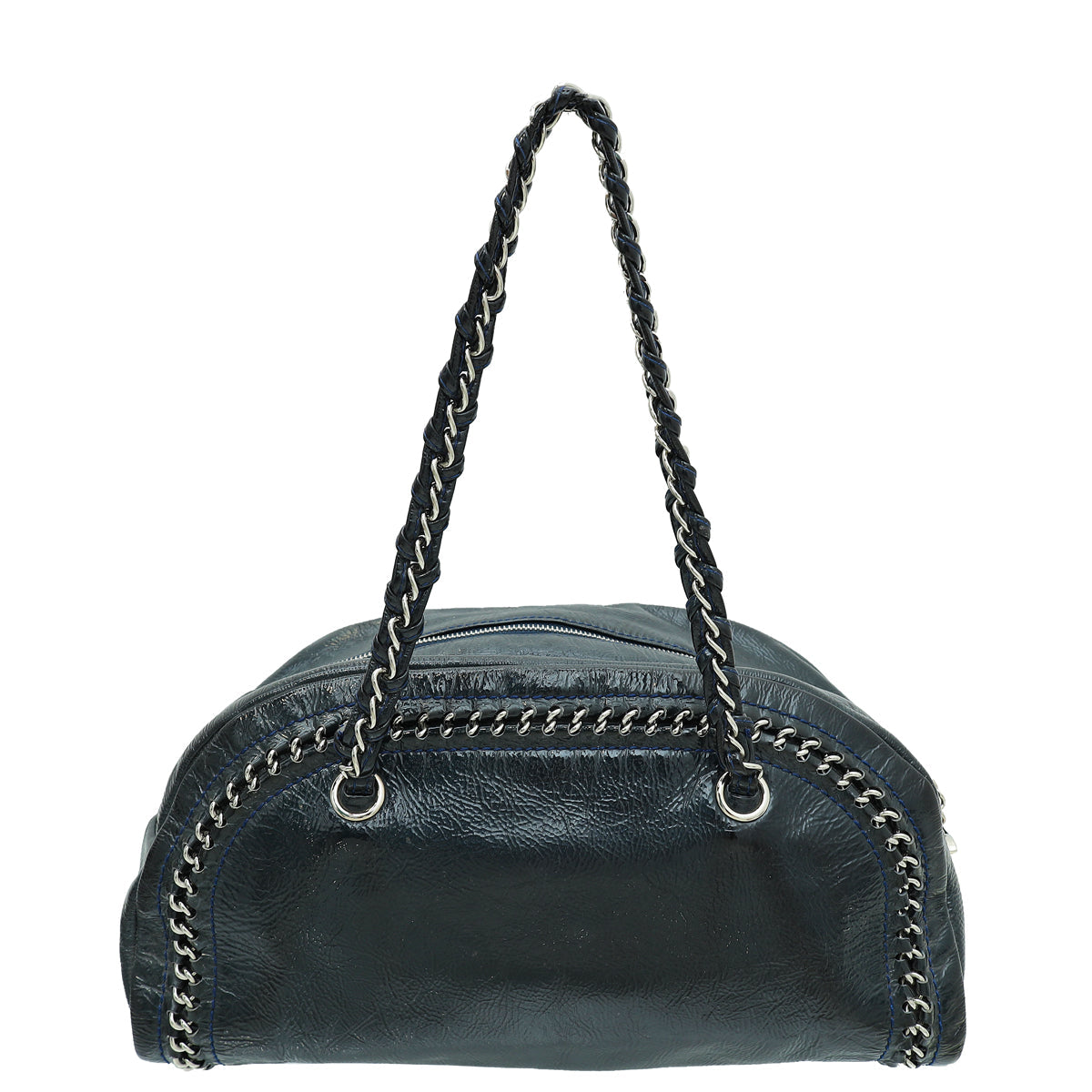 Chanel Navy Blue CC  Bowler Luxury Ligne Bag