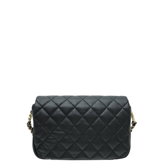 Chanel Black CC Double Chain Strap Small Flap Bag