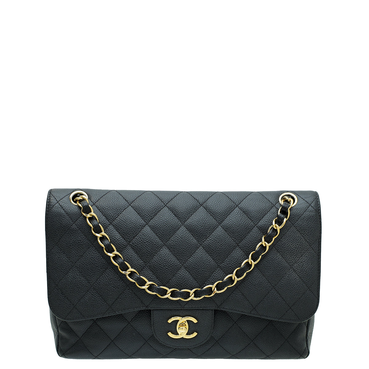 Chanel Black CC Classic Double Flap Jumbo Bag