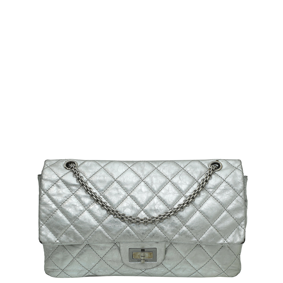 Chanel Metallic Silver 2.55 Reissue Aged Double Flap 227 Bag