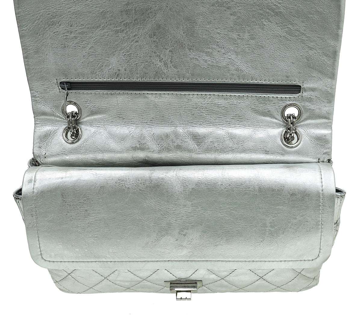 Chanel Metallic Silver 2.55 Reissue Aged Double Flap 227 Bag