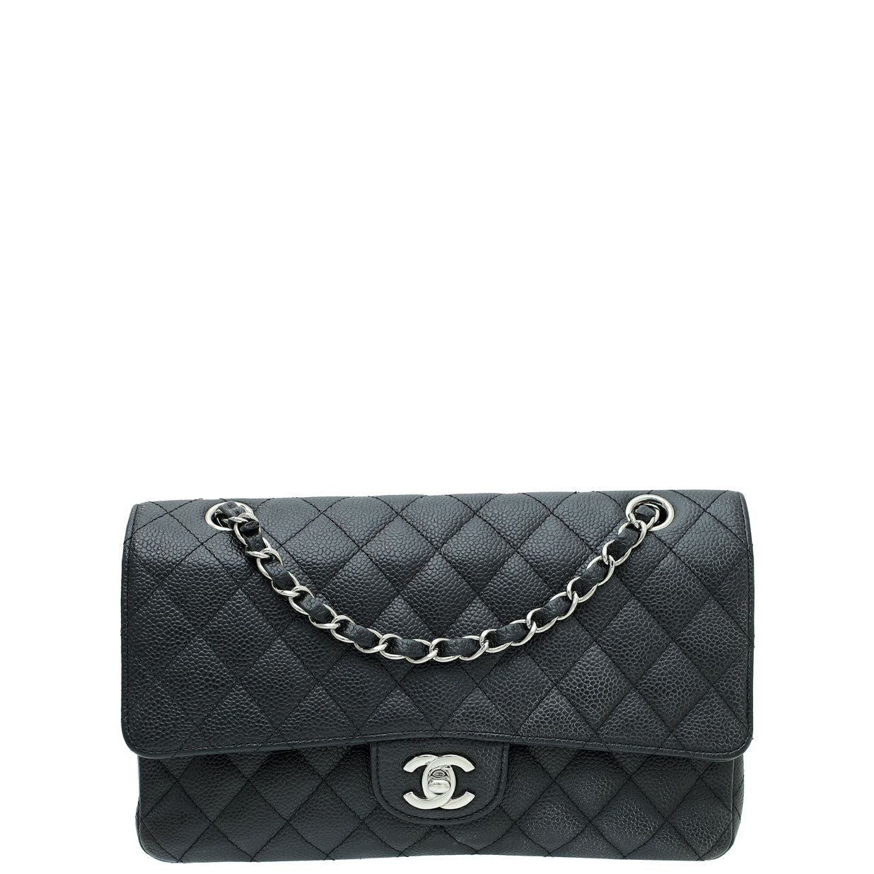 Chanel Black CC Classic Double Flap Medium Bag