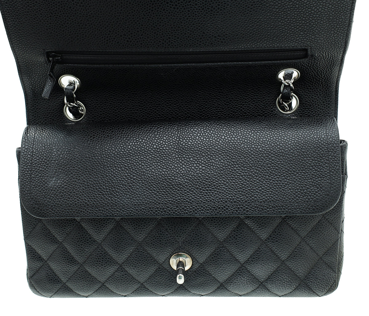 Chanel Black CC Classic Double Flap Medium Bag