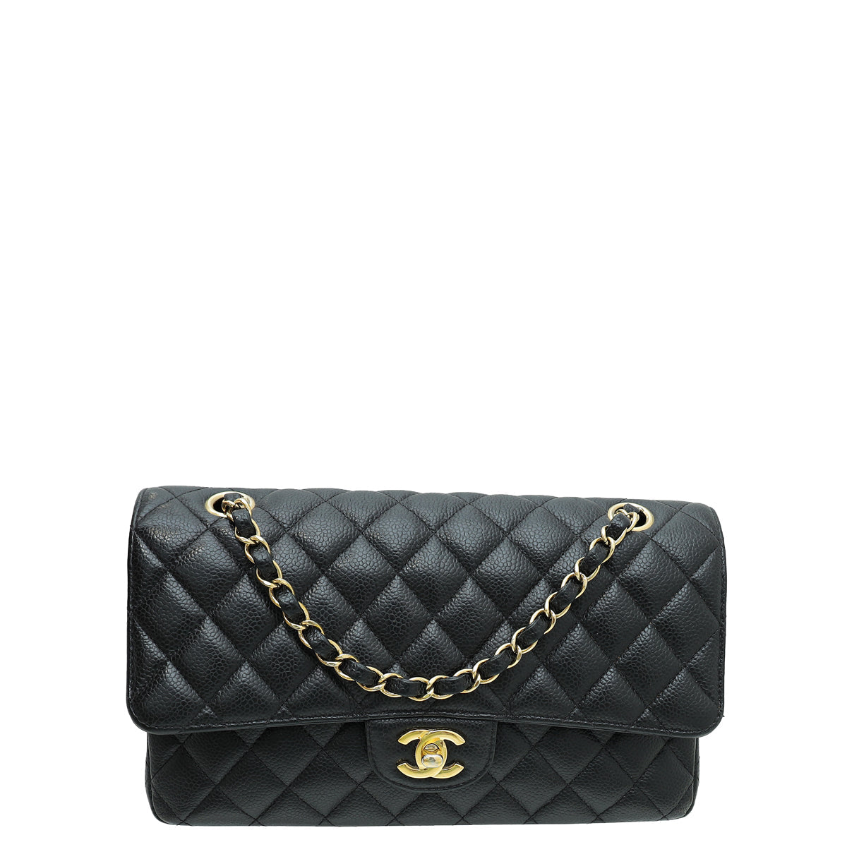 Chanel Black CC Classic Double Flap Medium Bag