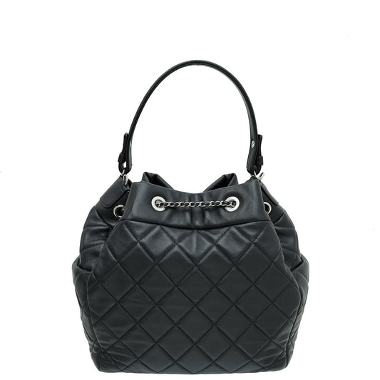 Chanel Black CC Chain Drawstring Bucket Bag