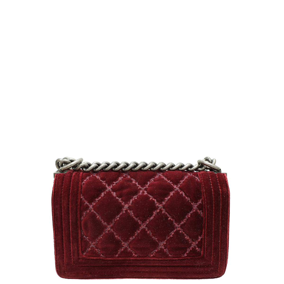 Chanel Burgundy Velvet Le Boy Small Flap Bag