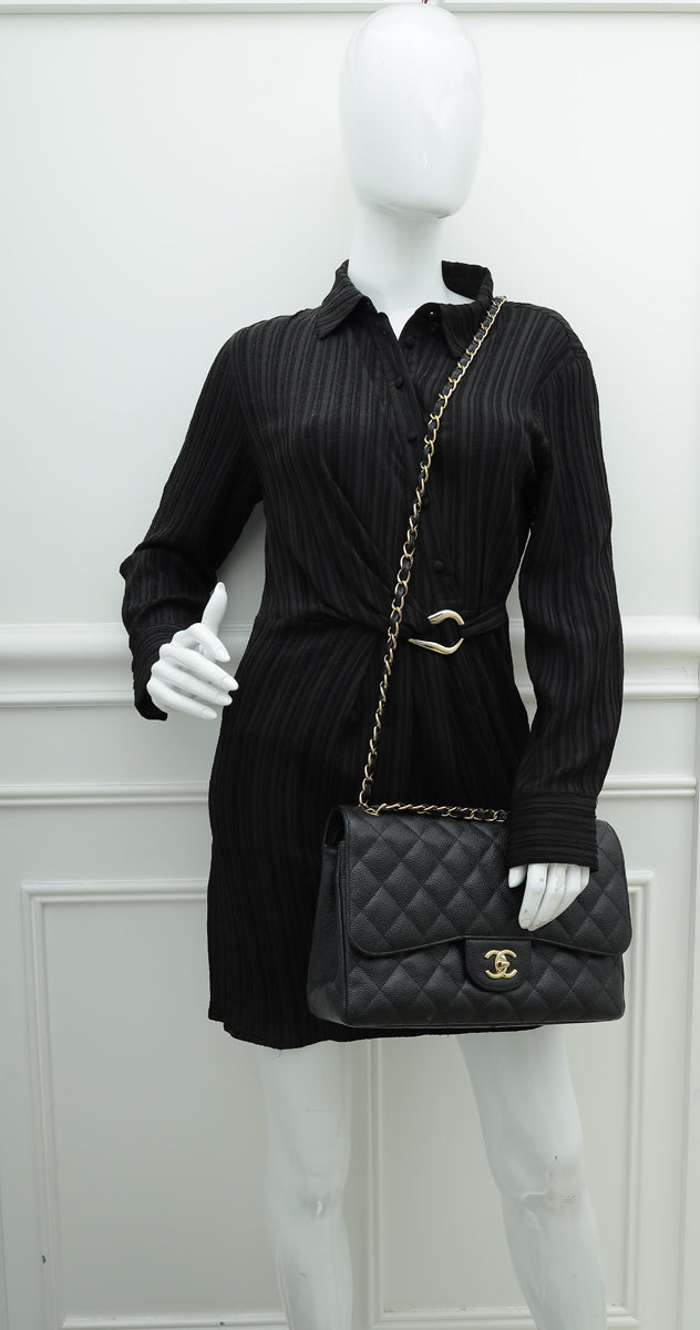 Chanel Black CC Double Flap Jumbo Bag