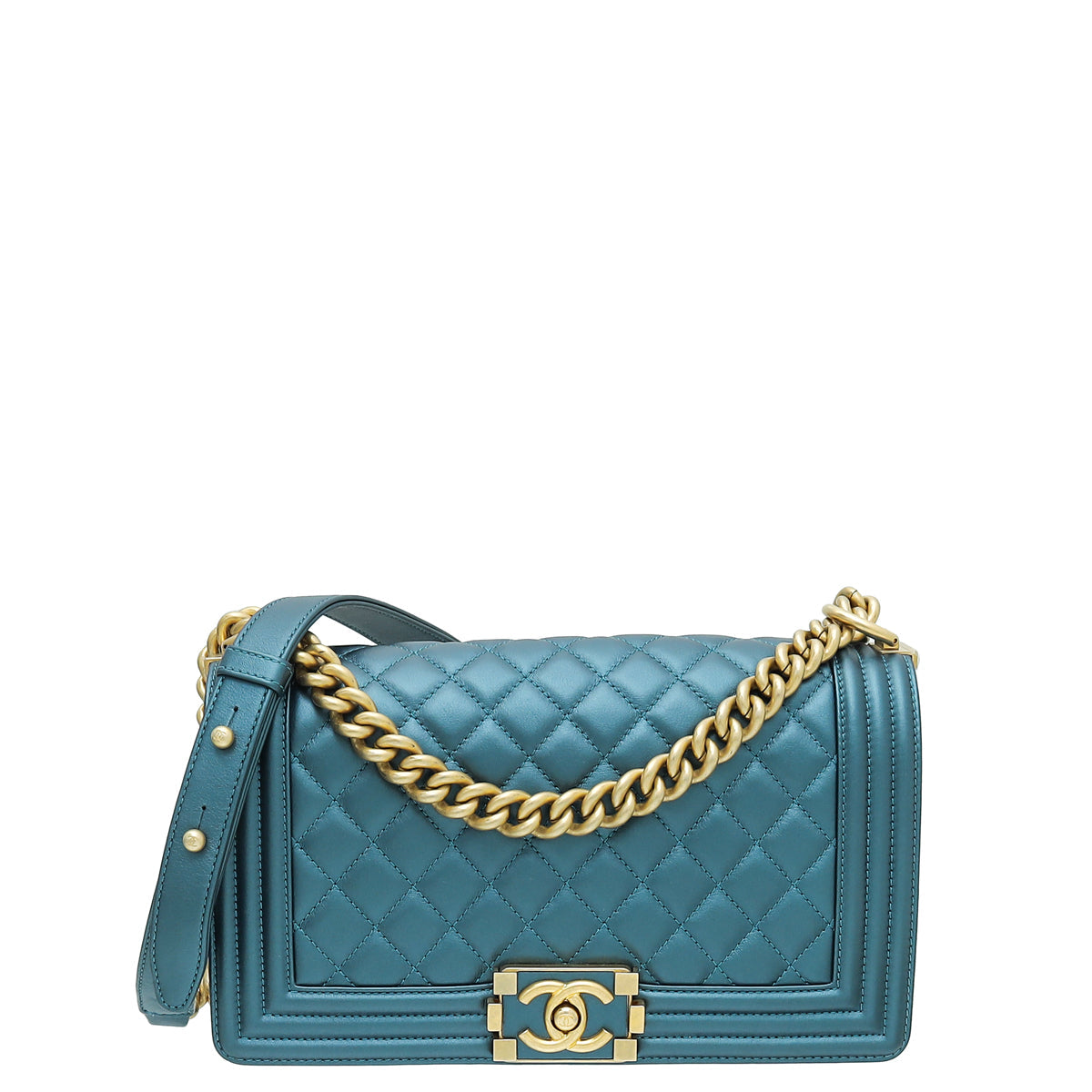 Chanel Metallic Bluegreen Le Boy - Spring/Summer Medium Bag