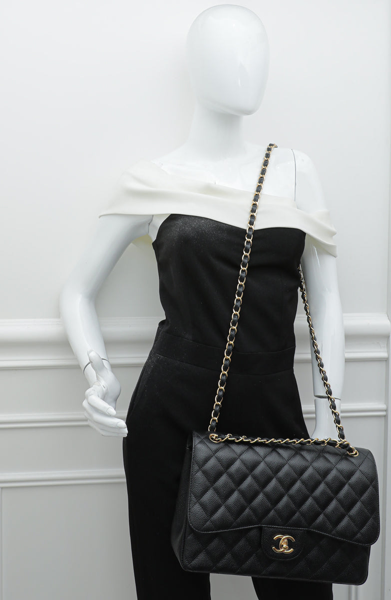 Chanel Black Classic Double Flap Jumbo Bag