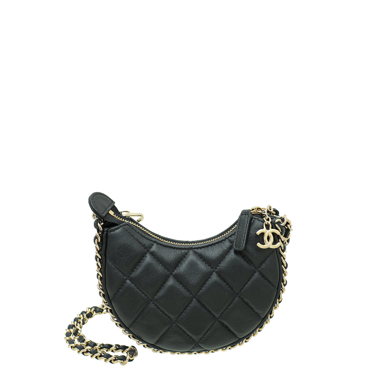 Chanel Black CC Quilted Mini Hobo Crossbody Bag