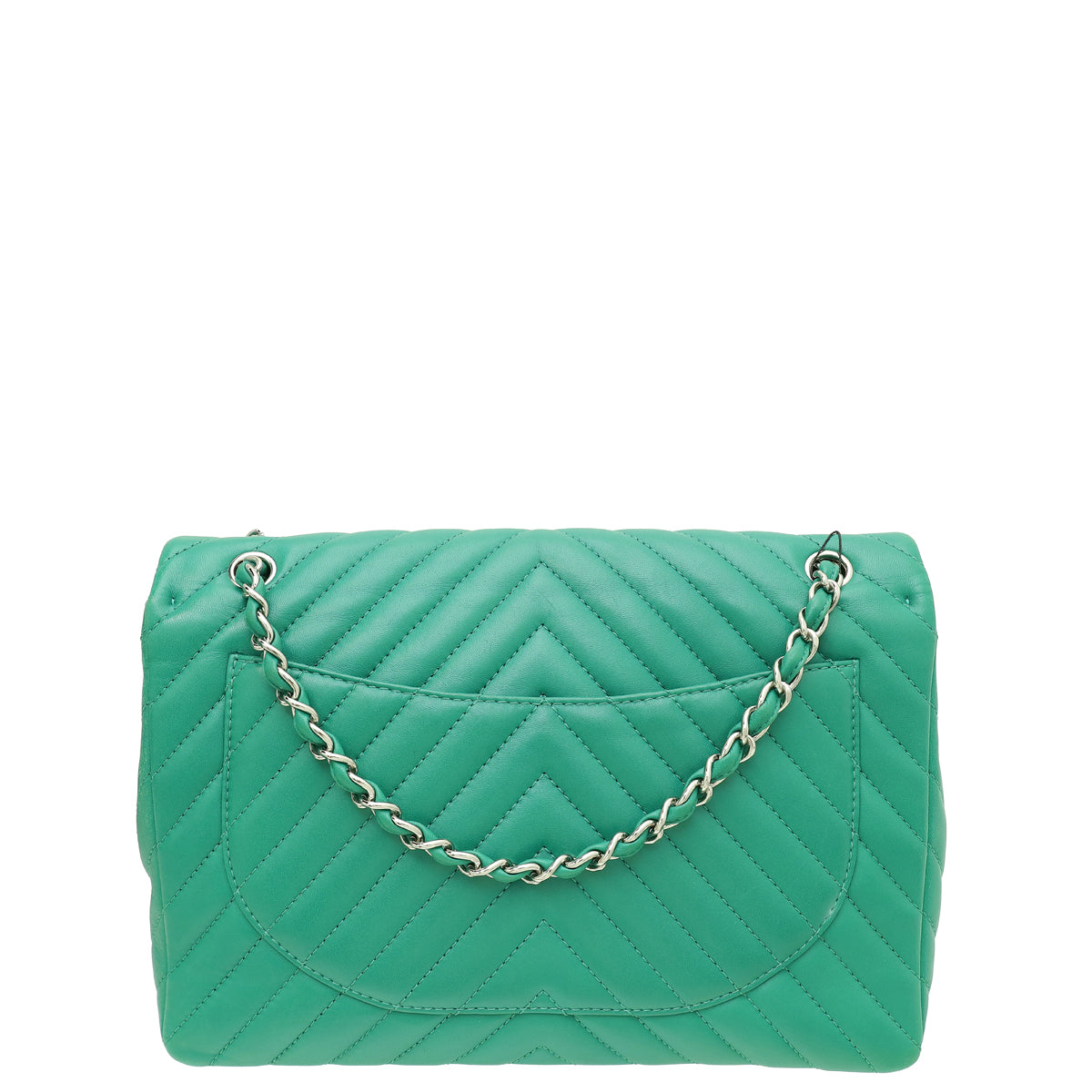 Chanel Green CC Classic Chevron Single Flap Maxi Bag