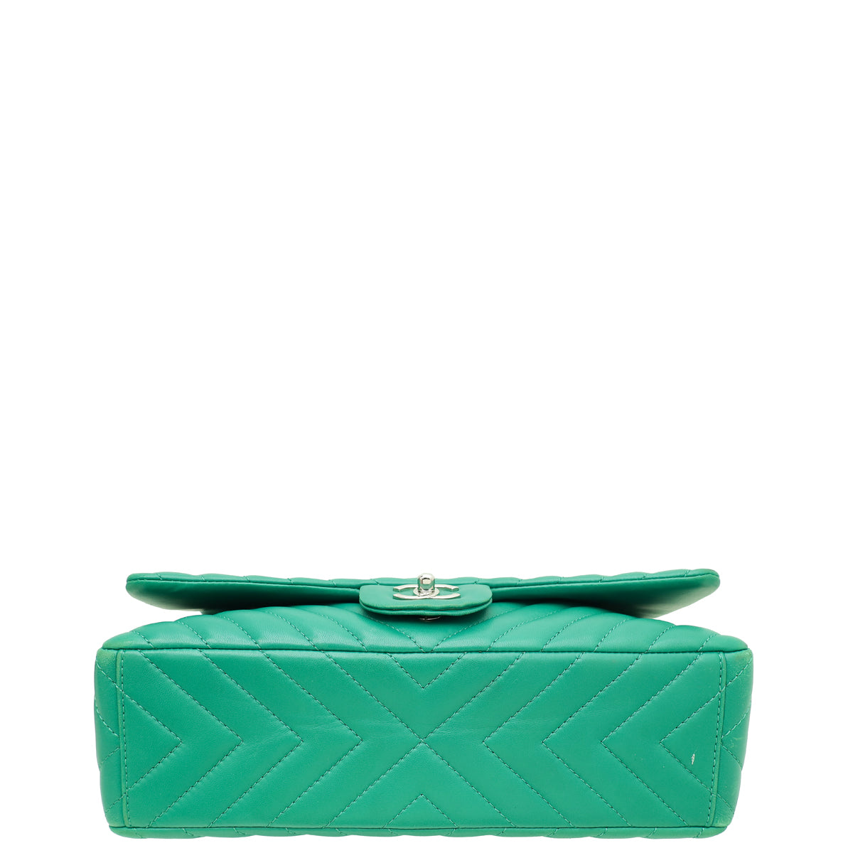 Chanel Green CC Classic Chevron Single Flap Maxi Bag