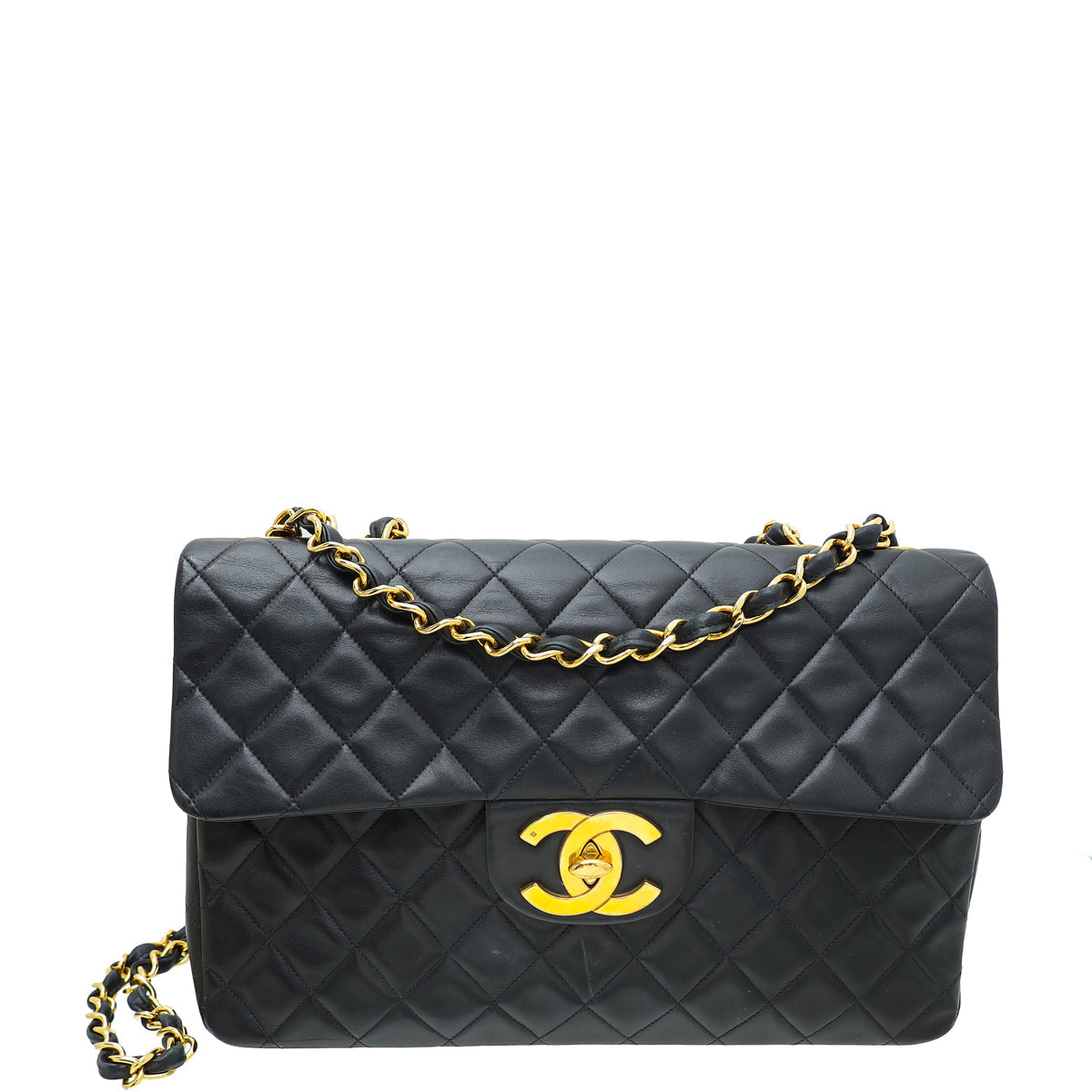 Chanel Black Vintage Classic Single Flap Maxi Bag