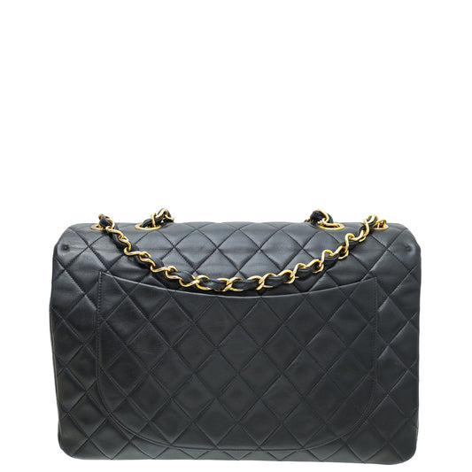 Chanel Black Vintage Classic Single Flap Maxi Bag