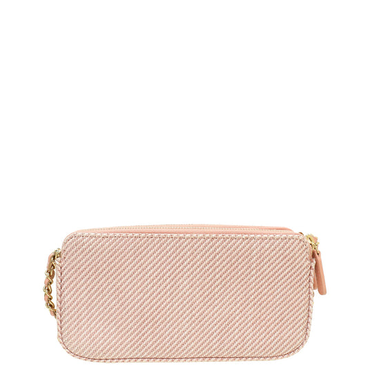 Chanel Soft Pink Deauville Double Zip Wallet on Chain