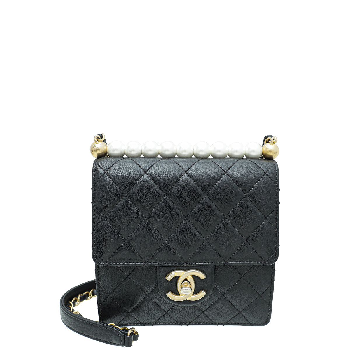 Chanel Black Chic Pearls Flap Small Bag