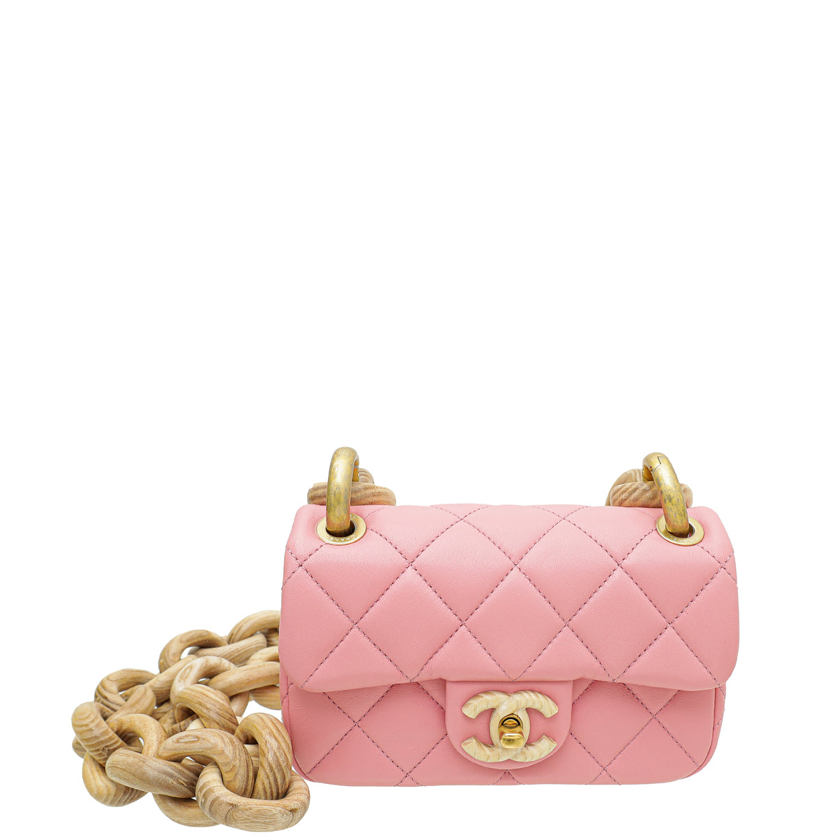 Chanel Pink CC Wood Chain Mini Bag