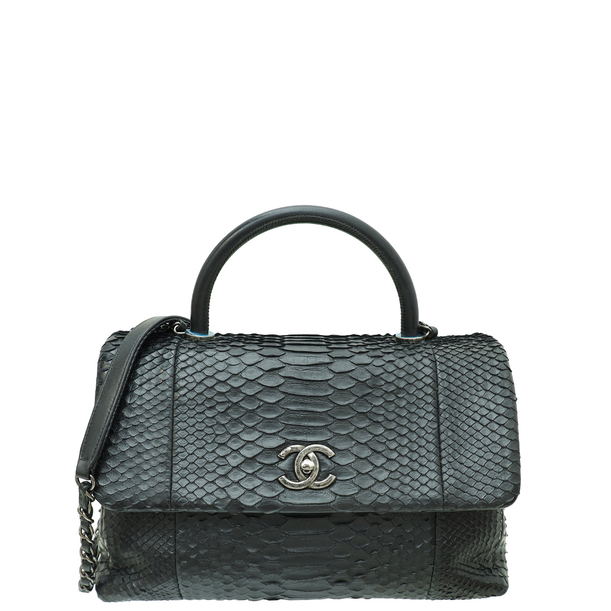 Chanel Black Python Coco Handle Bag