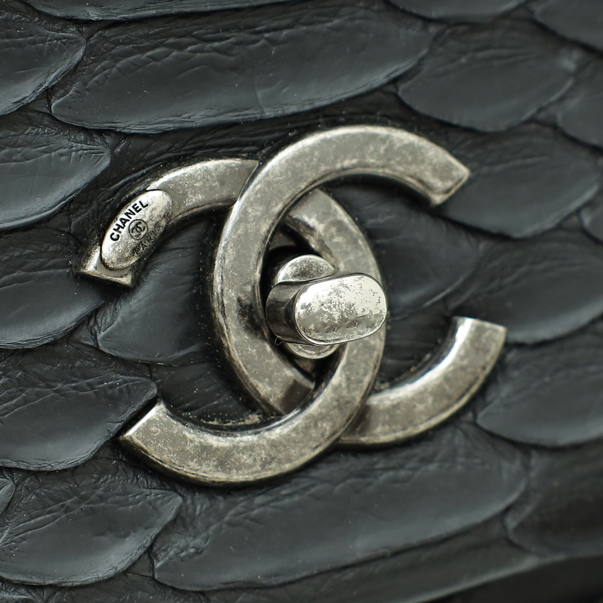 Chanel Black Python Coco Handle Bag