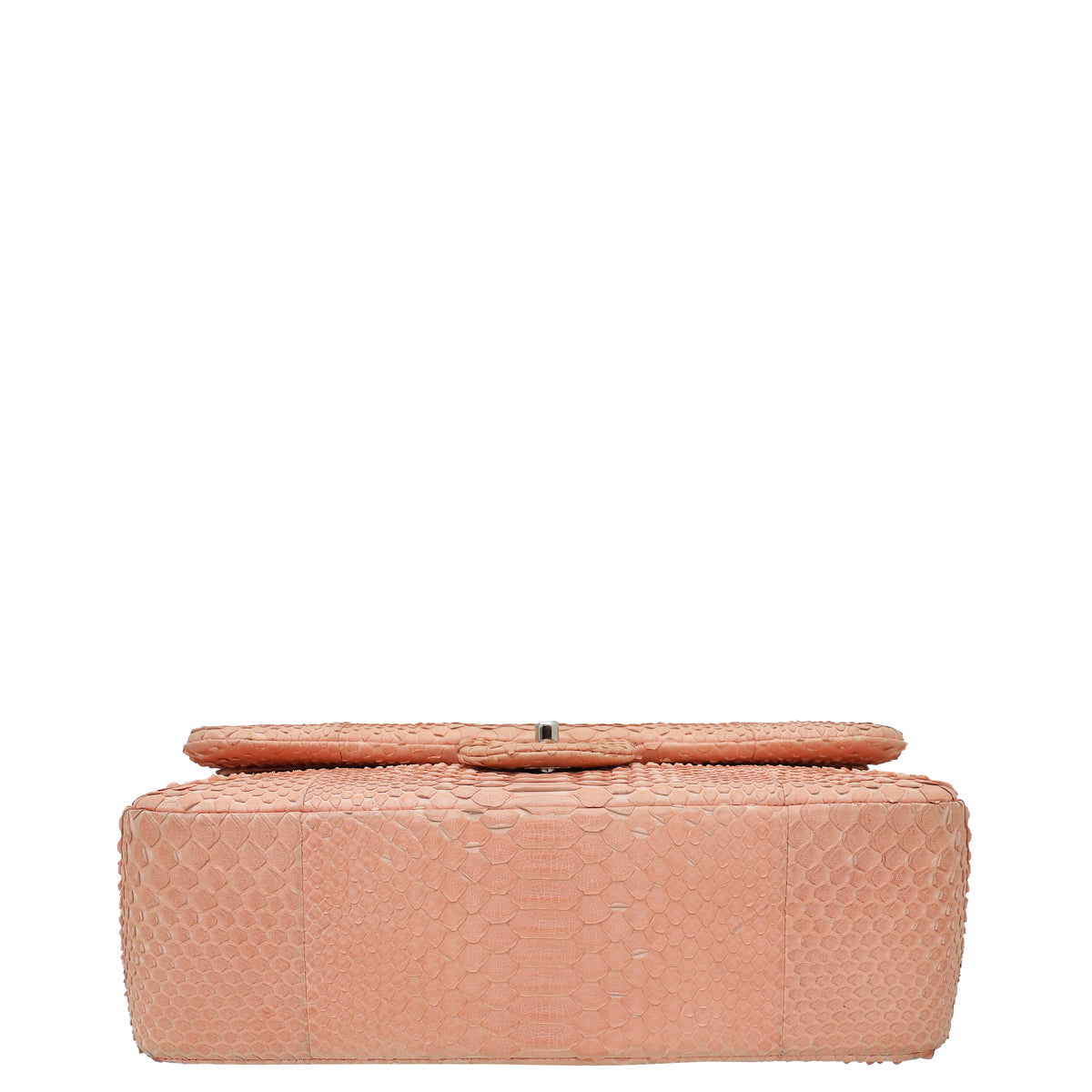 Chanel Peach Python CC Classic Double Flap Jumbo Bag