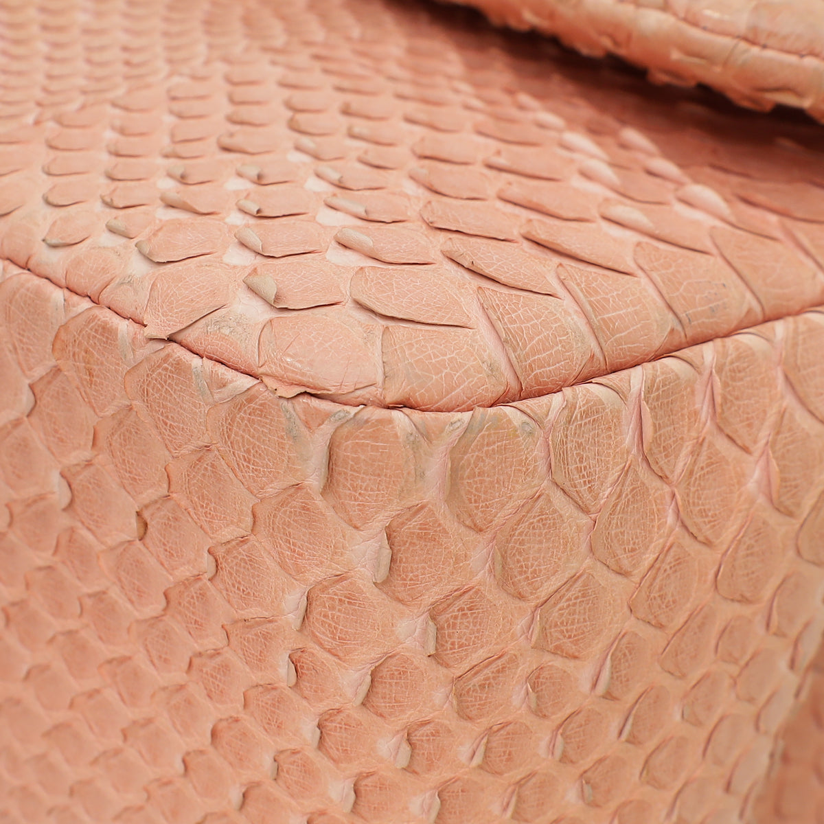 Chanel Peach Python CC Classic Double Flap Jumbo Bag