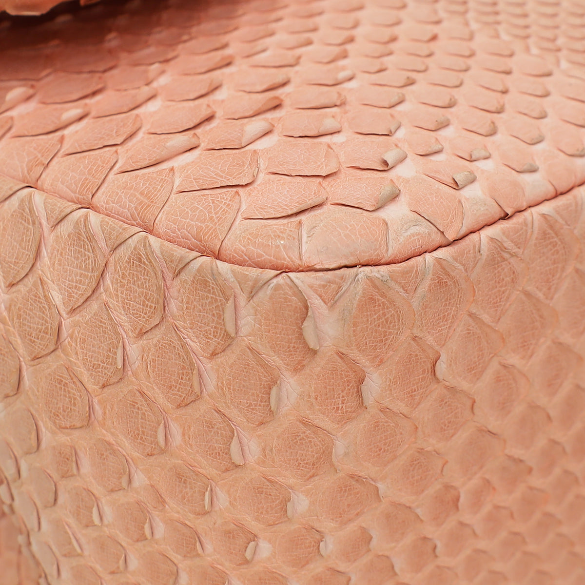 Chanel Peach Python CC Classic Double Flap Jumbo Bag