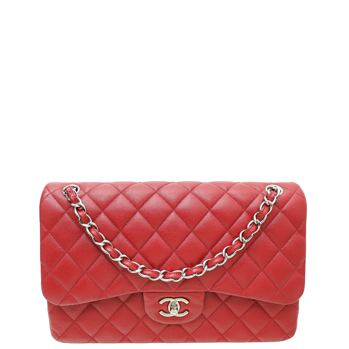 Chanel Dark Red CC Classic Double Flap Jumbo Bag