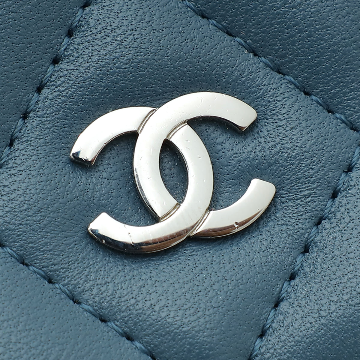 Chanel Blue Grey CC Classic Wallet On Chain