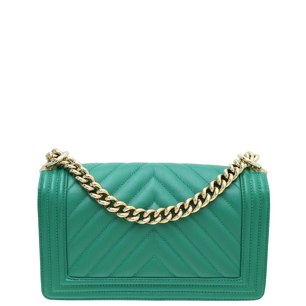 Chanel Green Le Boy Chevron Medium Flap Bag