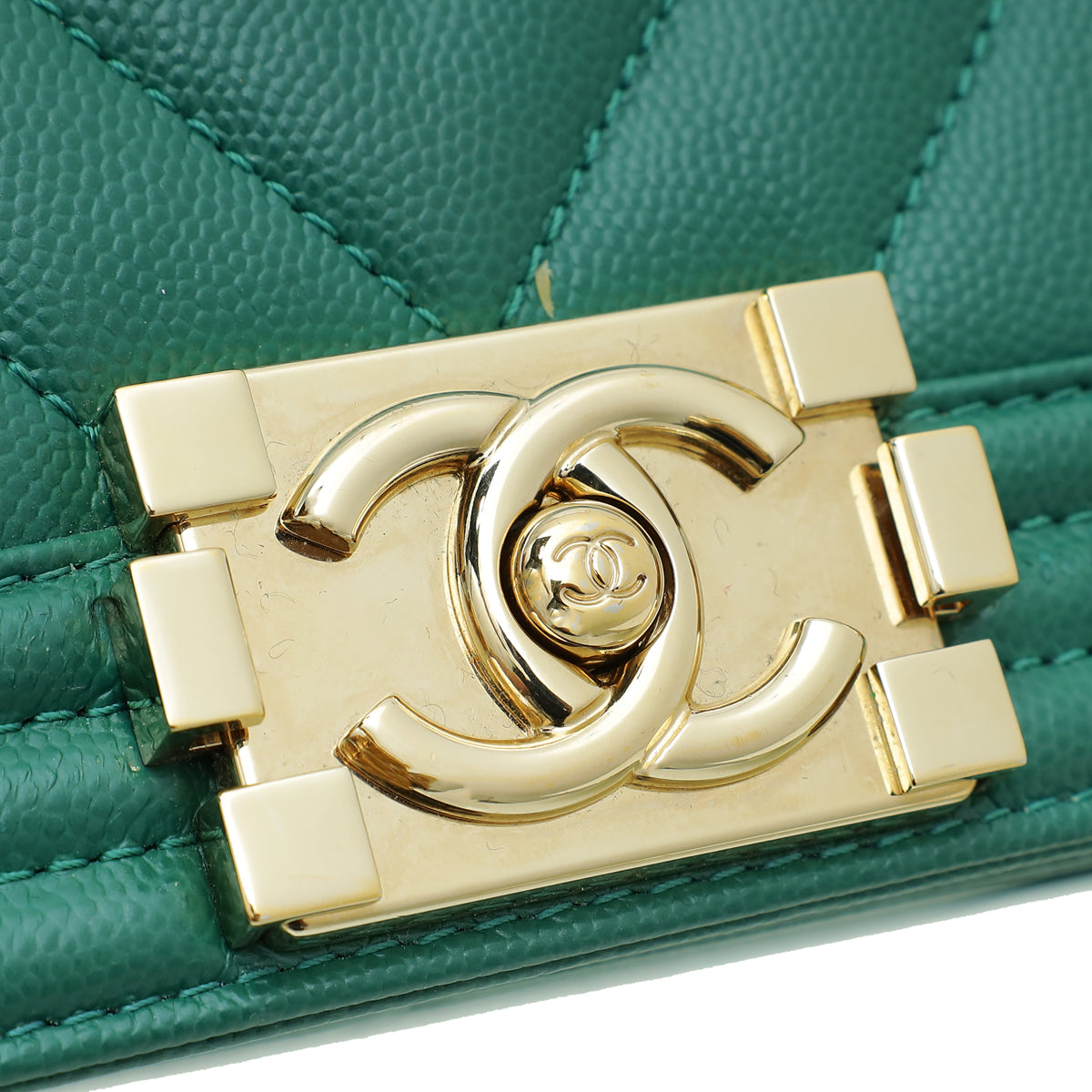 Chanel Green Le Boy Chevron Medium Flap Bag