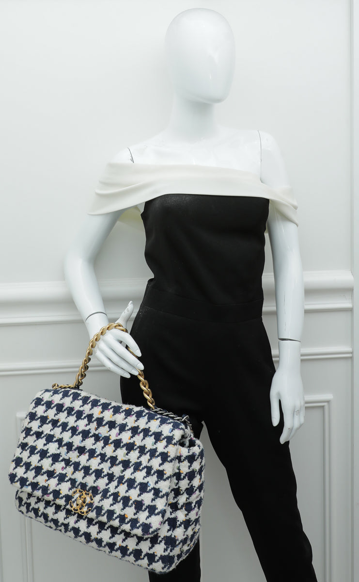 Chanel Multicolor Cotton Tweed Chanel 19 Maxi Large Bag