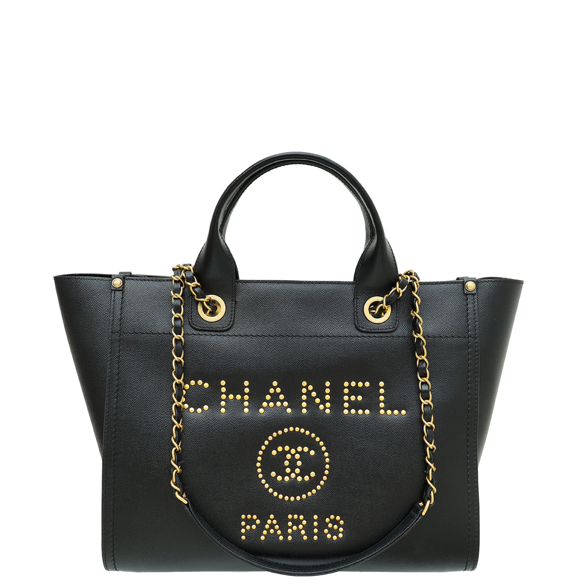 Chanel Black CC Deauville Studded Medium Bag