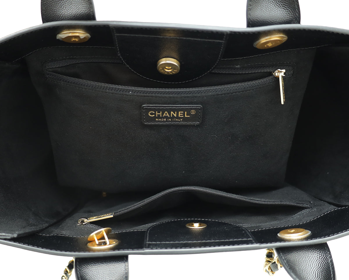 Chanel Black CC Deauville Studded Medium Bag