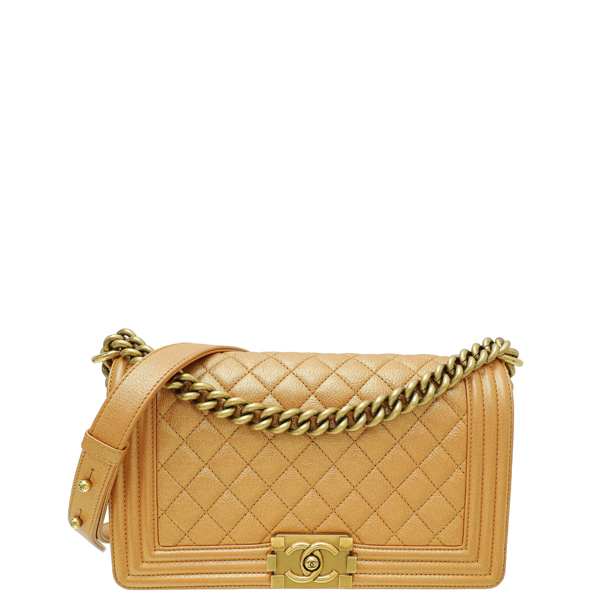 Chanel Metallic Camel Le Boy Medium Flap Bag