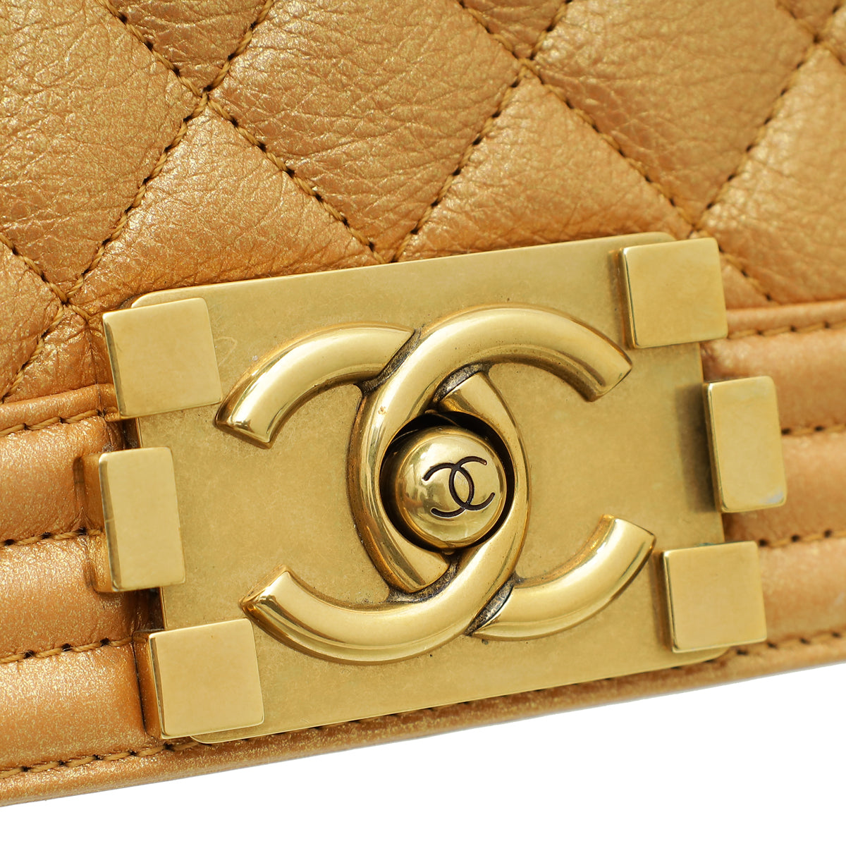 Chanel Metallic Camel Le Boy Medium Flap Bag