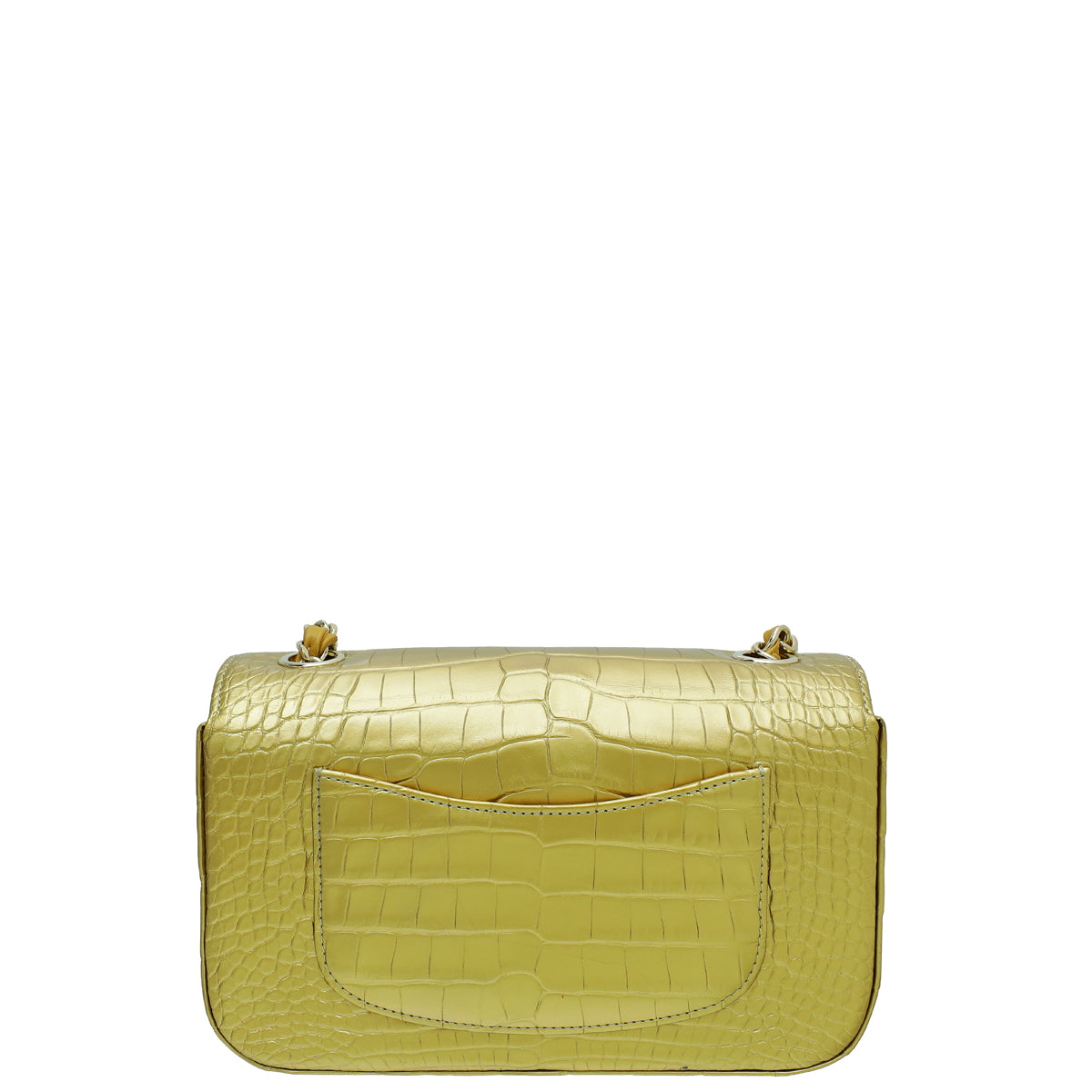 Chanel Metallic Gold Alligator Classic Rectangular Mini Single Flap Bag