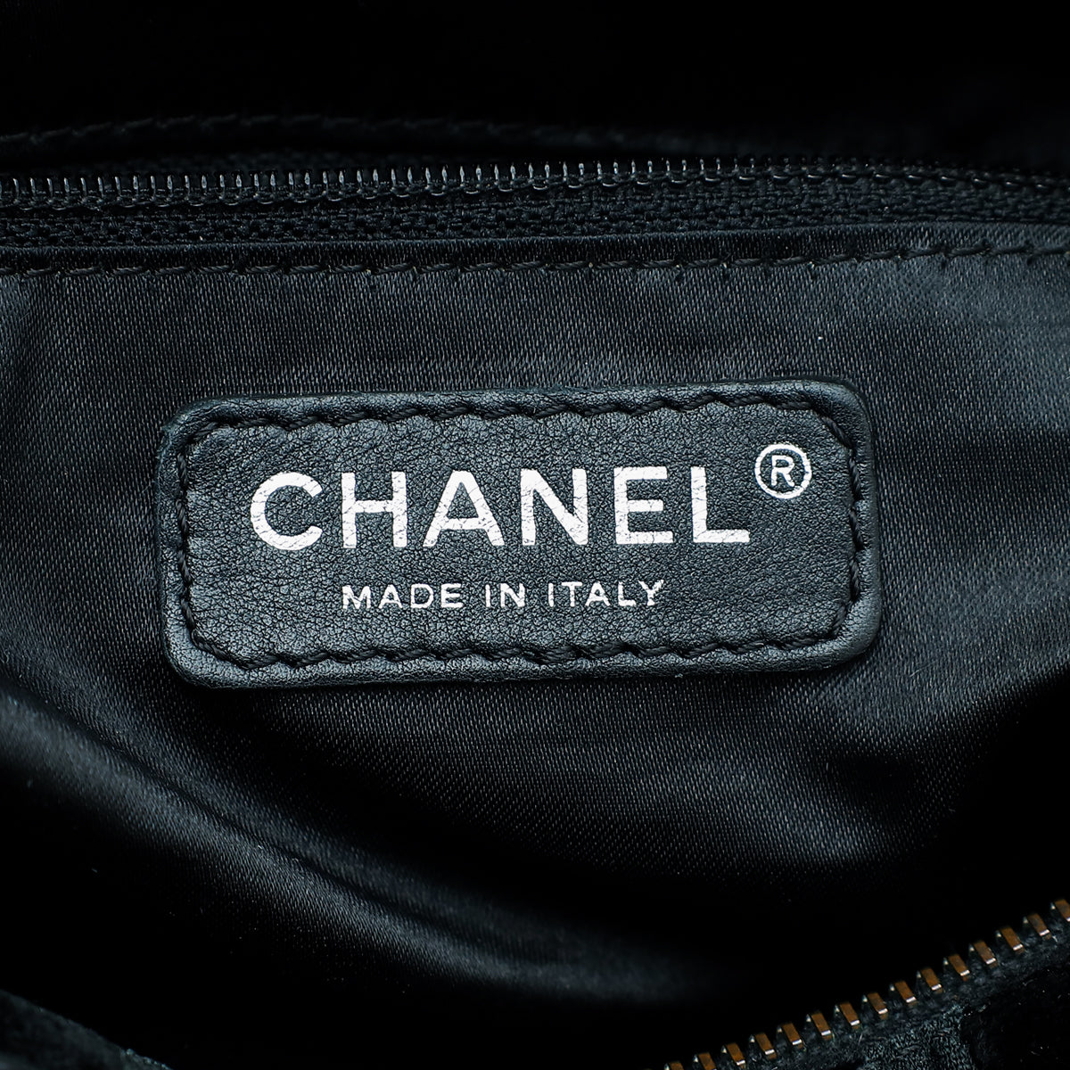 Chanel Black CC Checkered Velvet Shoulder Bag