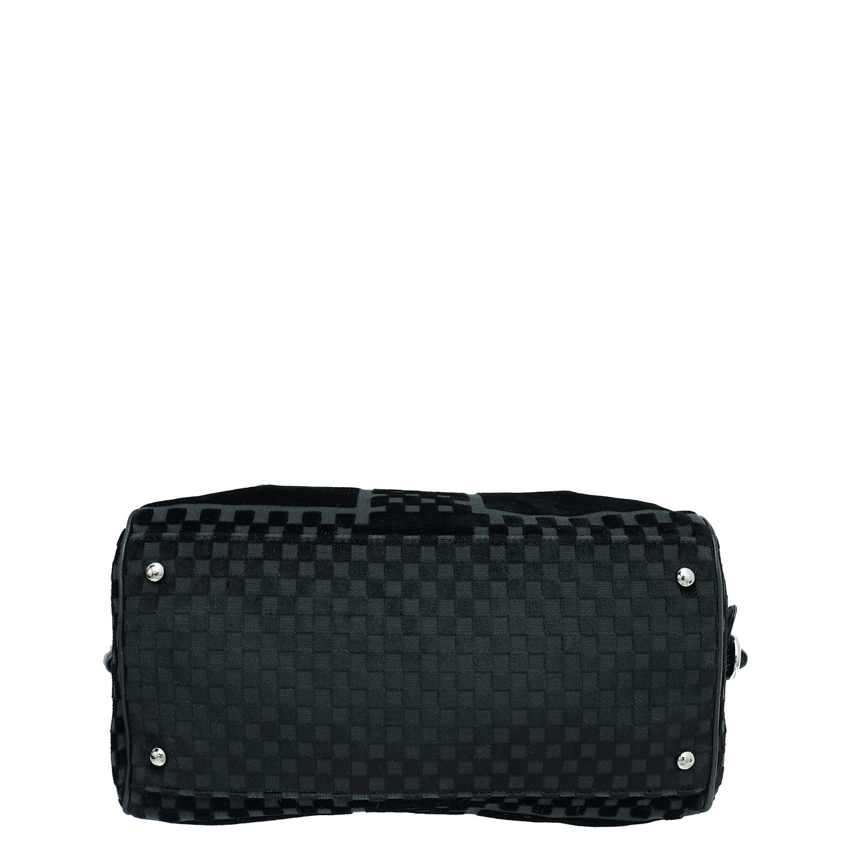 Chanel Black CC Checkered Velvet Shoulder Bag