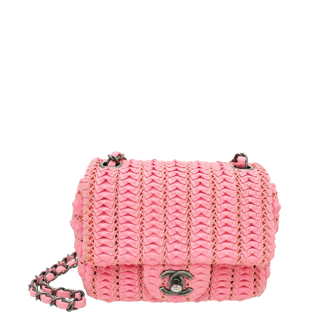 Chanel Pink CC Paris Seoul Crochet Mini Square Bag