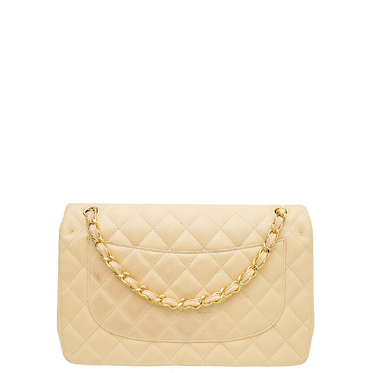 Chanel Beige CC Classic Double Flap Jumbo Bag