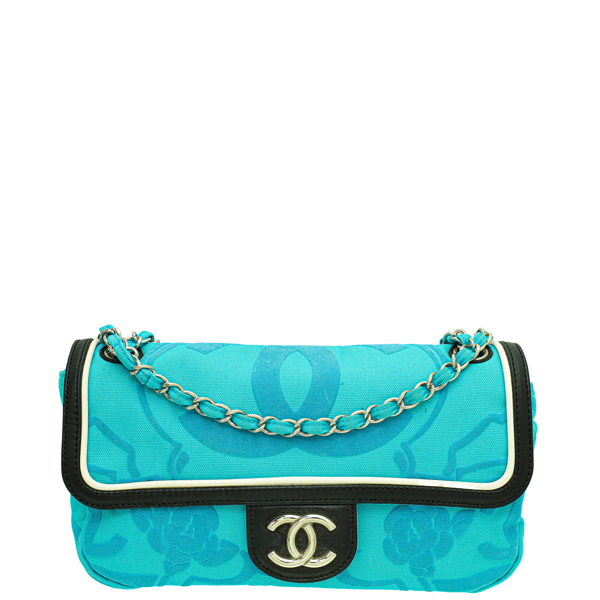 Chanel Tricolor CC Camellia Embossed East West Flap Bag