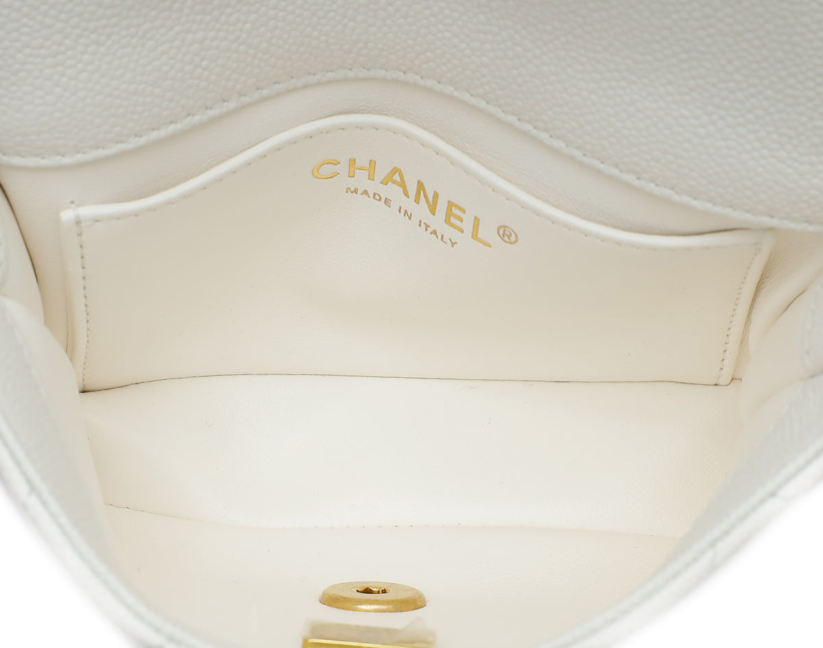 Chanel White CC Sweetheart Crush Mini Rectangular Flap Bag