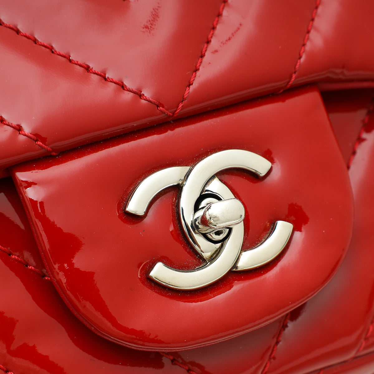 Chanel Red Chevron Classic Single Flap Maxi Bag