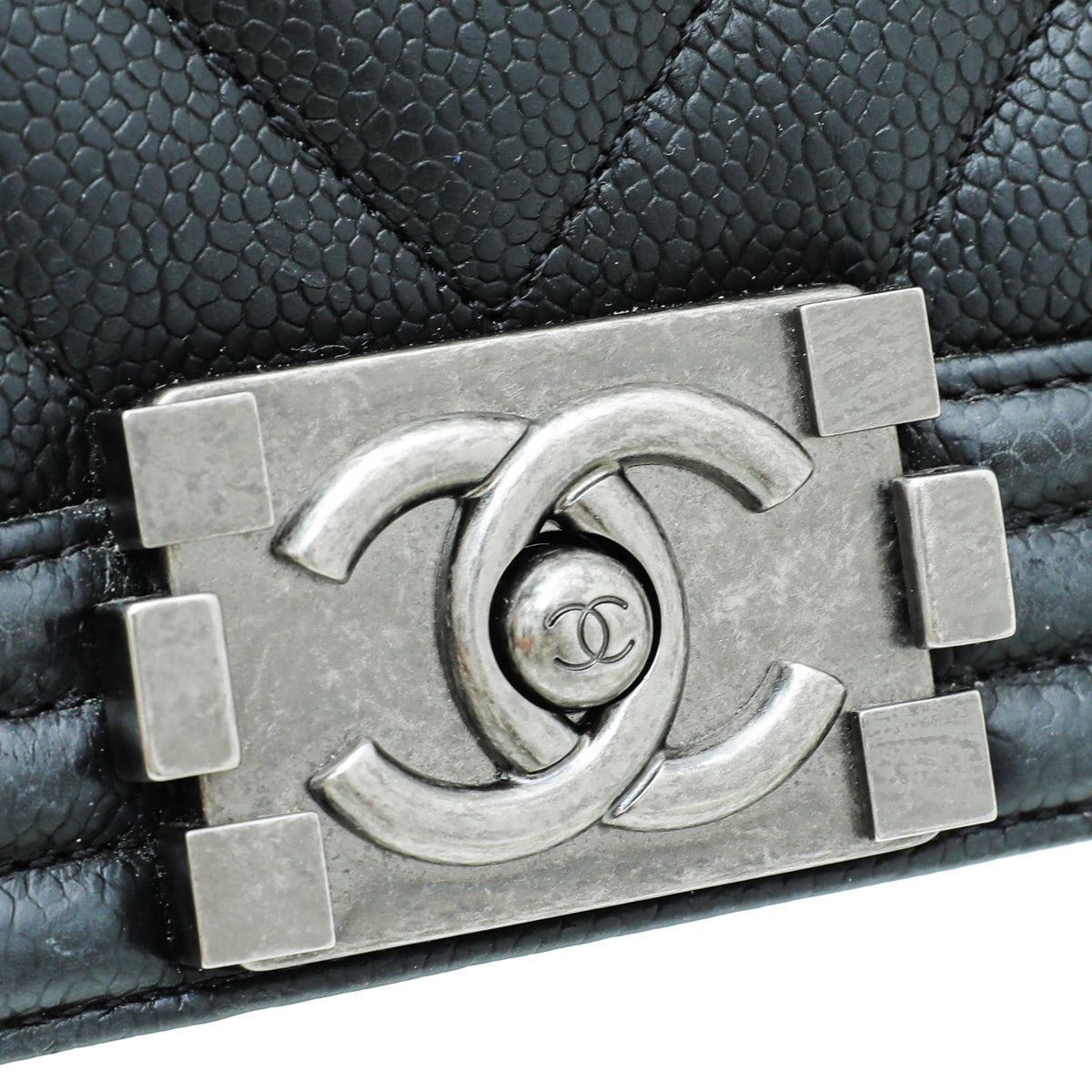 Chanel Black Le Boy Chevron Medium Bag